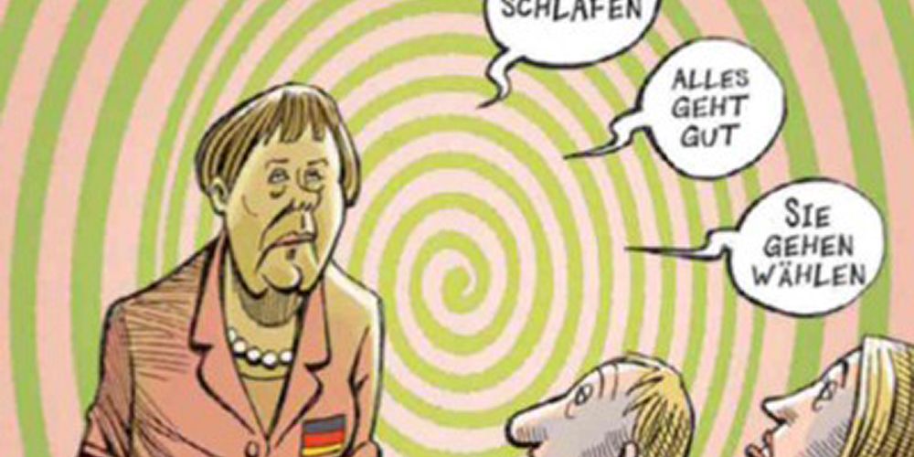 Cartoon met Merkel