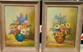 Foto van twee schilderijen van voor of na hypnose