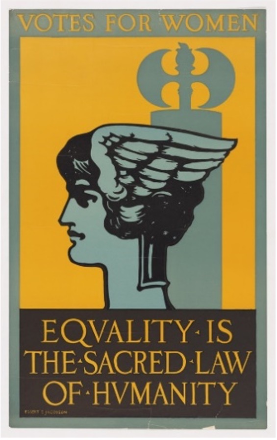 Poster over gelijkheid vrouw met vleugels uit hoofd