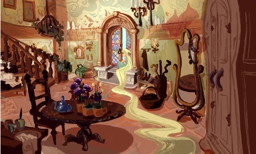 Illustratie van Rapunzel met lang haar