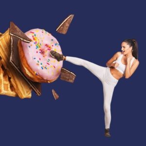 HypnoSlim vrouw trapt tegen donuts