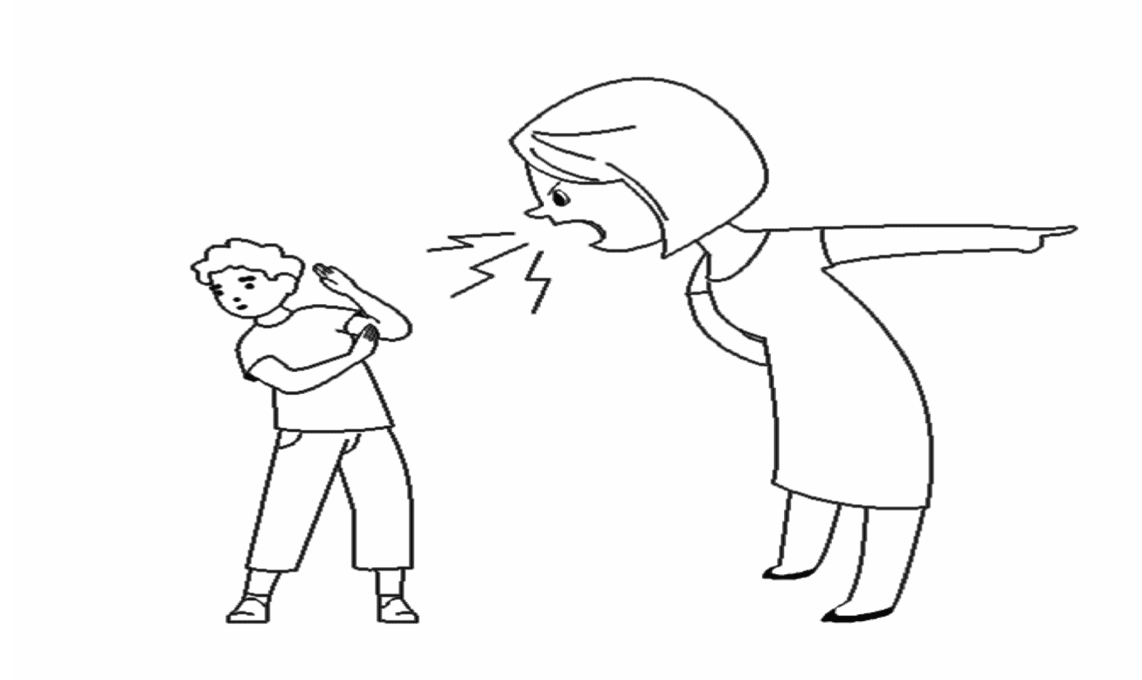 Cartoon, mother scolds child