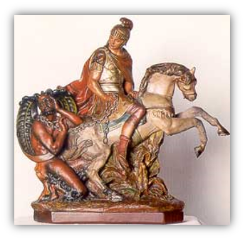 Beeldje van Sint Hermes op paard