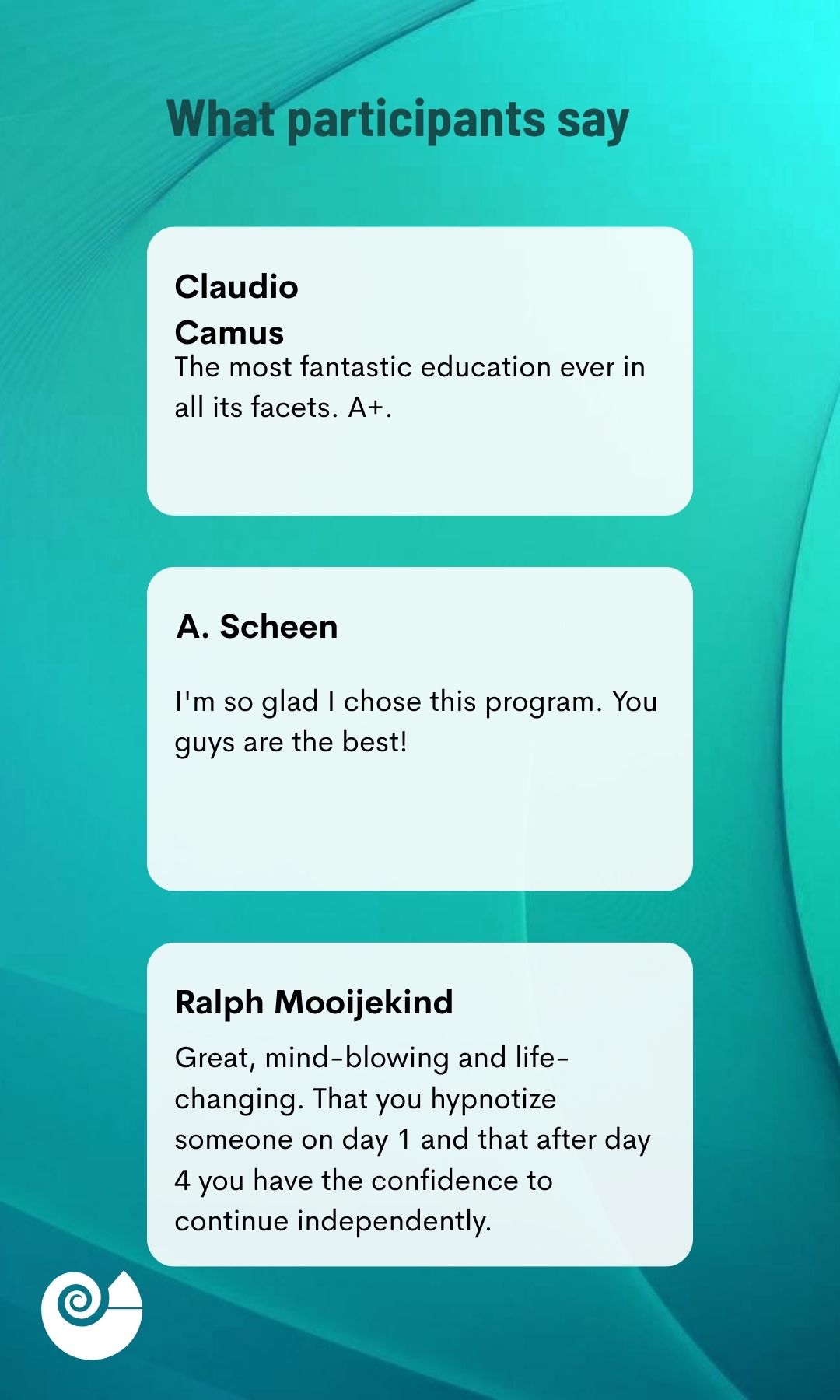What participants say about the OMNI hypnosis and hypnotherapy training course