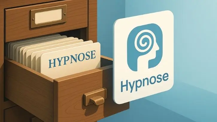 Medical hypnosis scientifically proven: 'Hypnosis' file emerges from archive drawer alongside modern icon